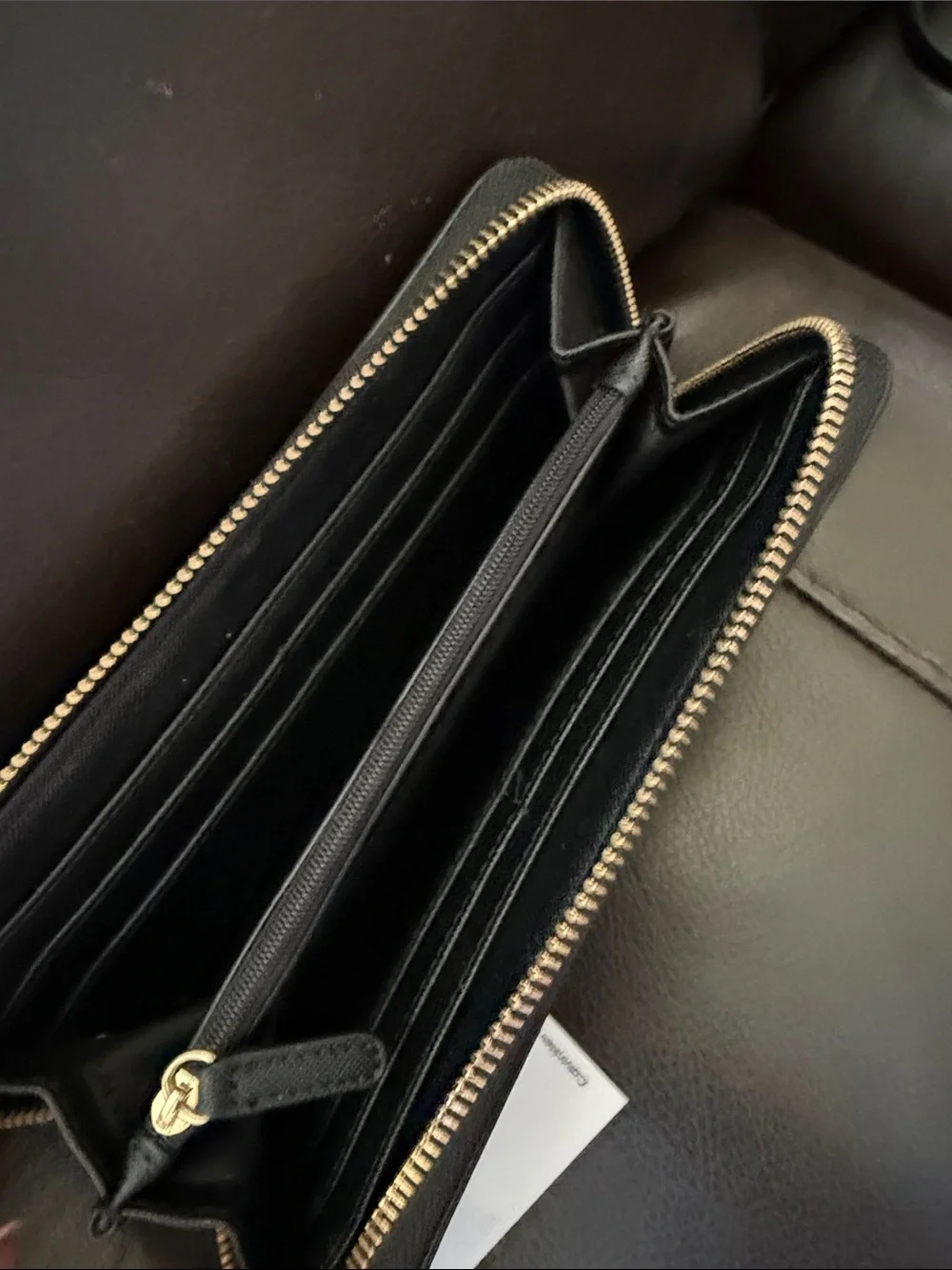 Calvin Klein Black Zip-Around Wallet with Gold Hardware NWT